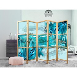 Japanischer Paravent - Lilies in Pale Blue II