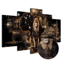 Leinwandbild - Golden Lion (5 Parts) Wide