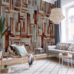 Tapete - Labyrinth of wooden planks