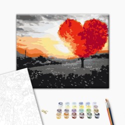 Malen nach Zahlen - Heart-Shaped Tree (Sunrise)