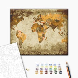 Malen nach Zahlen - Brown World Map
